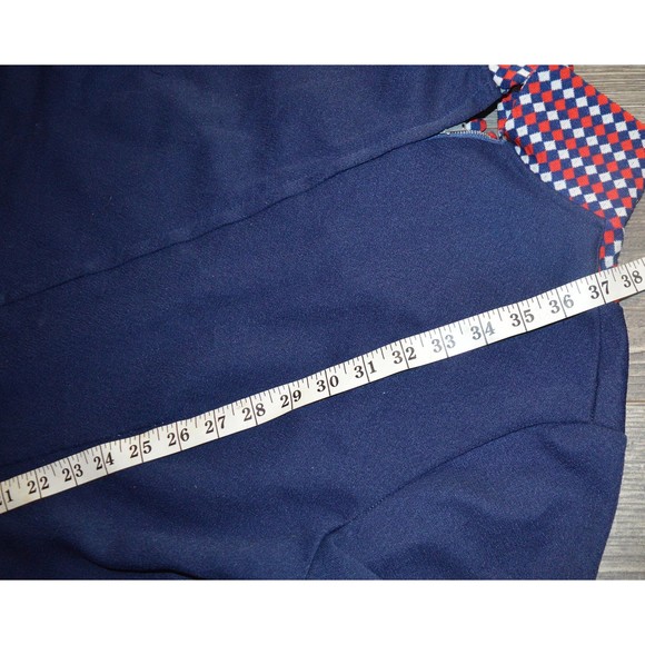 Drop waist 60s 70s MCM Butterfly Collar Short Sleeve diamond Argyle Dress - Picture 9 of 10